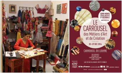 Démonstration de broderie indienne par l’Atelier Zardosi au Carrousel du Louvre à Paris